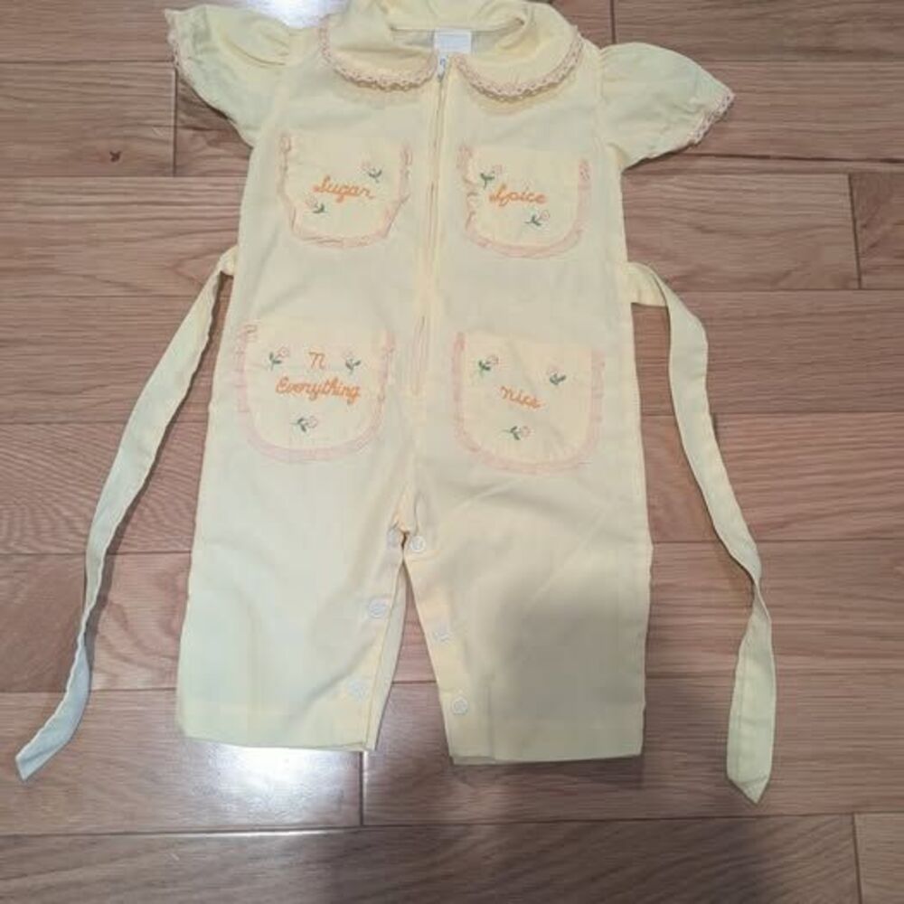 Vintage Yellow Baby Romper 3-6mo